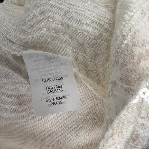 J. Crew Romantic Paisley Ivory Floral Sequin Racer Back Tank Top Sz XS - Picture 5 of 7